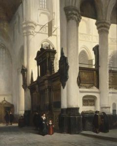 Figures In The Interior Of The Nieuwe Kerk In Delft