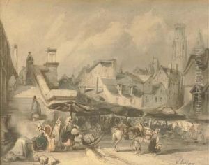 Gezicht Te Rouen: A Busy Market, France