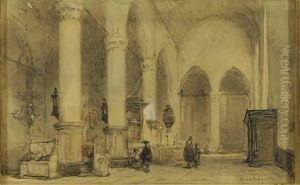 In De Kerk Te Edam: A Church Interior by Johannes Bosboom