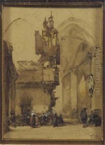 Figures In The Nieuwe Kerk, Amsterdam by Johannes Bosboom