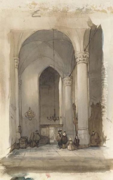 Figures In A Dutch Church Interior - view 1