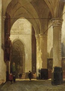 A Sunlit Church Interior by Johannes Bosboom