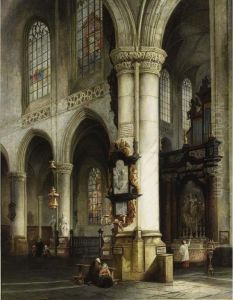 The Interior Of The Saint Jacob Church, Antwerp by Johannes Bosboom