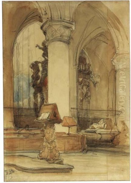 A View In A Church, Said To Be Sainte Gudule, Brussels - view 1