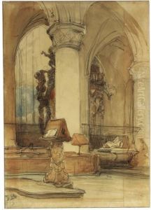A View In A Church, Said To Be Sainte Gudule, Brussels by Johannes Bosboom