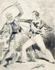 American Naval Officer Resisting an Attacking Tripolitan by William Heath