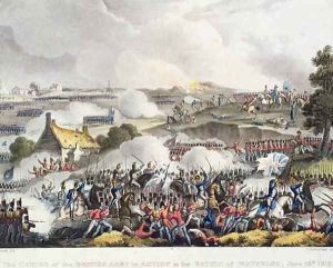 The Centre of the British army in Action in the battle of Waterloo by William Heath