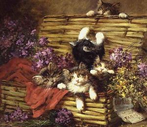 Kittens at Play by Leon Charles Huber