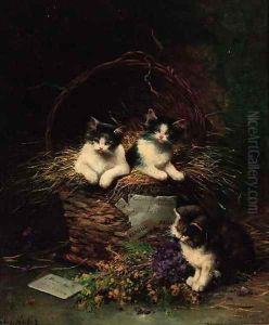 Playful Kittens by Leon Charles Huber