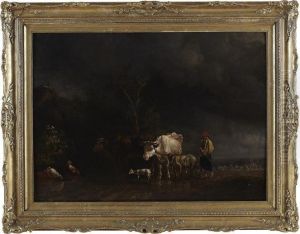 A Wooded Landscape With Shepherd Boy And Animals