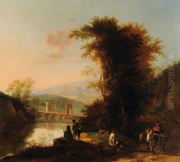 Paesaggio Fluviale Col Ponte Nomentano Sullo Sfondo Della Campagna Romana - view 1