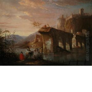 Italian Landscape With Figures Beforethe Ruins Of A Roman Bridge Italian Landscape With Figures Beforethe Ruins Of A Roman Bridge