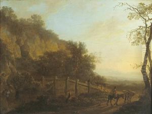 A Landscape With A Figure Riding A Donkey Inthe Foreground A Landscape With A Figure Riding A Donkey Inthe Foreground