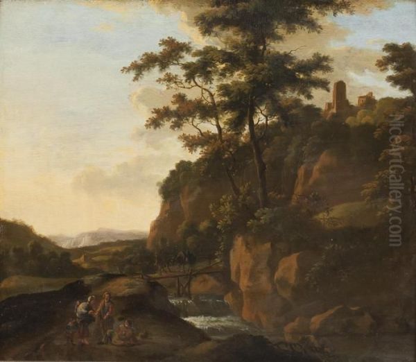 Italienische Landschaft Mit Wanderern - view 1