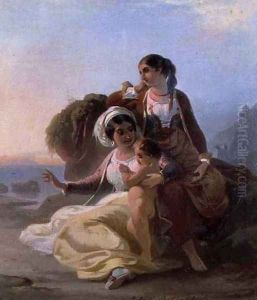 Italian Family on a Beach by Robert Alexander Hillingford
