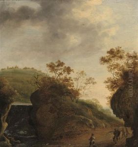 A Rocky River Landscape With Figures On A Track A Rocky River Landscape With Figures On A Track