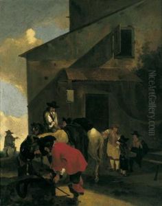 Cavalieri In Sosta Di Fronte A Una Locanda by Jan Both