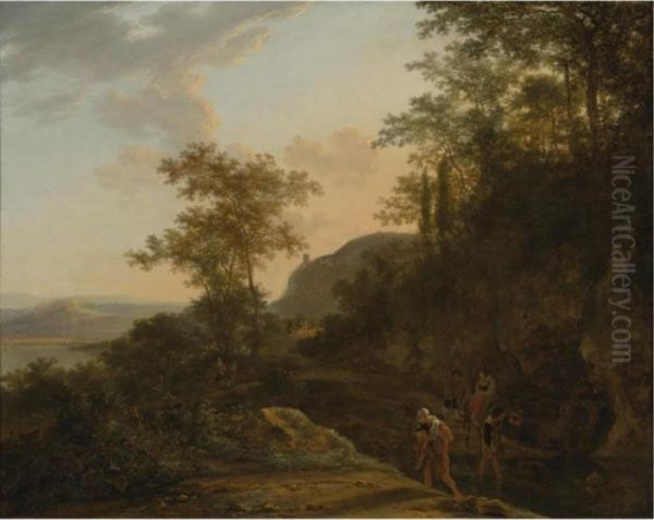 Italianate Landscape With A Mountain Path And Ford - view 1