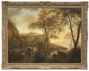 An Italian River Landscape With Travellers by Jan Both
