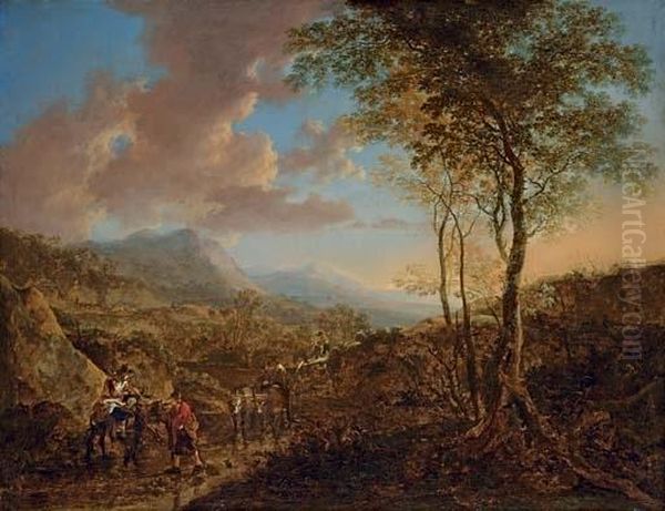An Italianate Landscape With Peasants On A Path - view 1