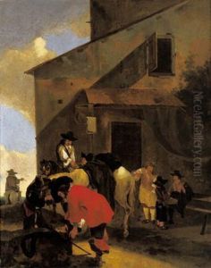 Cavalieri In Sosta Presso Un""""osteria