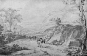 Italienische Landschaft Mit Maultieren