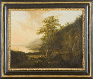 Paesaggio Costiero Al Tramonto Con Contadino