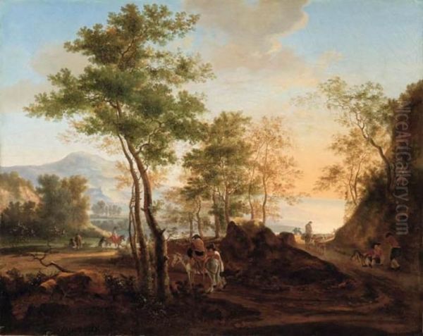 Paesaggio Italianizzante Con Viandanti E Cavalieri - view 1