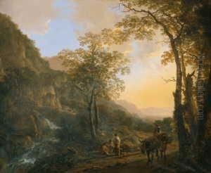 Italienische Gebirgslandschaft Mit Rastenden Hirten.