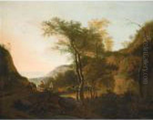 An Italianate Landscape With Drovers And Their Donkeys - view 1