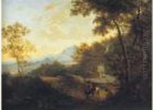Le Repos De Cavaliers Dans Un Paysage De La Campagne Italienne by Jan Both