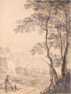 A Mountainous Landscape With A Distant Town And Peasants Resting by Jan Both