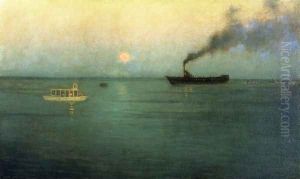 Rosy Moon off Charles Harbor by Lowell Harrison