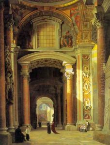Interior of St. Peters, Rome by Heinrich Hansen