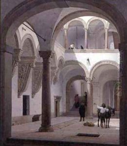 Courtyard of the Palazzo Fava Bologna by Heinrich Hansen