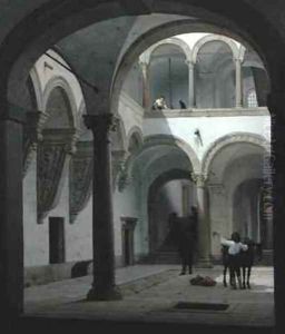 Courtyard of the Palazzo Fava Bologna 2 by Heinrich Hansen