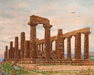 The Temple of Juno, Agrigento, Sicily by Heinrich Hansen