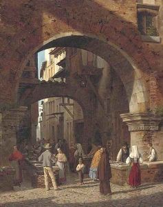 The fish market, Rome by Heinrich Hansen