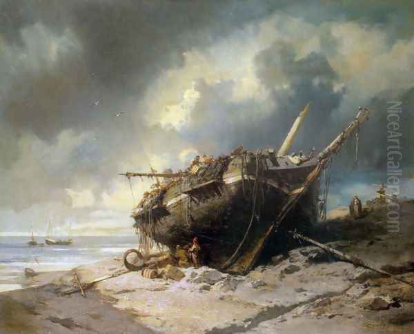 Dismantling a Beached Shipwreck - view 1