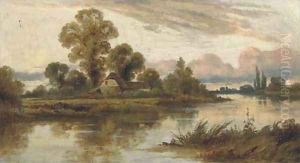A peaceful day on the river, near Pangbourne-on-Thames by John Horace Hooper