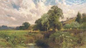 Fishing near Winchelsea, Sussex by John Horace Hooper