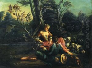 Jeunes Bergers Et La Cage A Oiseaux by Francois Boucher