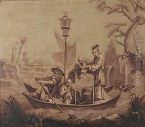 Oriental Figures In A Garden by Francois Boucher