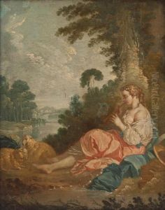Flote Spielende Schaferin by Francois Boucher