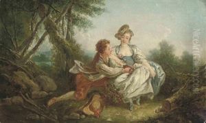 A Shepherd And Shepherdess In A Landscape by Francois Boucher