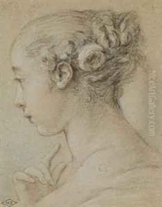 Tete De Femme, De Profil Vers La Gauche by Francois Boucher