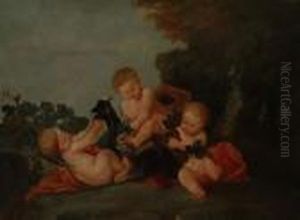Putti Jouant Avec Une Chevre by Francois Boucher