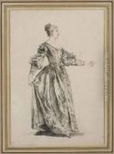 Femme En Pied, De Profil, Relevant Sa Jupe De La Main Droite by Francois Boucher