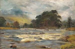 A Highland river landscape by Louis Bosworth Hurt