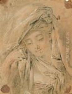 Etude De Femme En Buste, La Tete Dans Un Voile